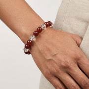 Red Carnelian and Clear Quartz Bracelet